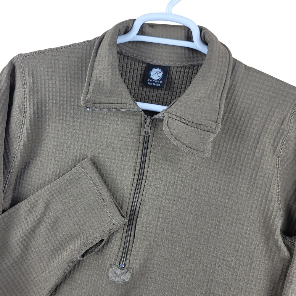 Rothco Quarter Zip Pullover Mens Medium Brown Waffle Knit Gen III Level 2